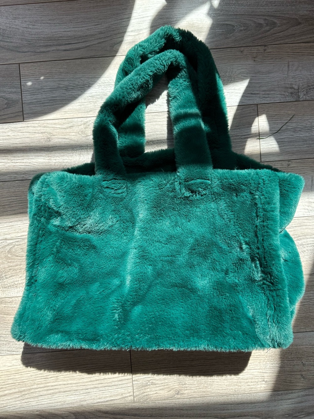 Anthropologie Green Faux Fur Tote